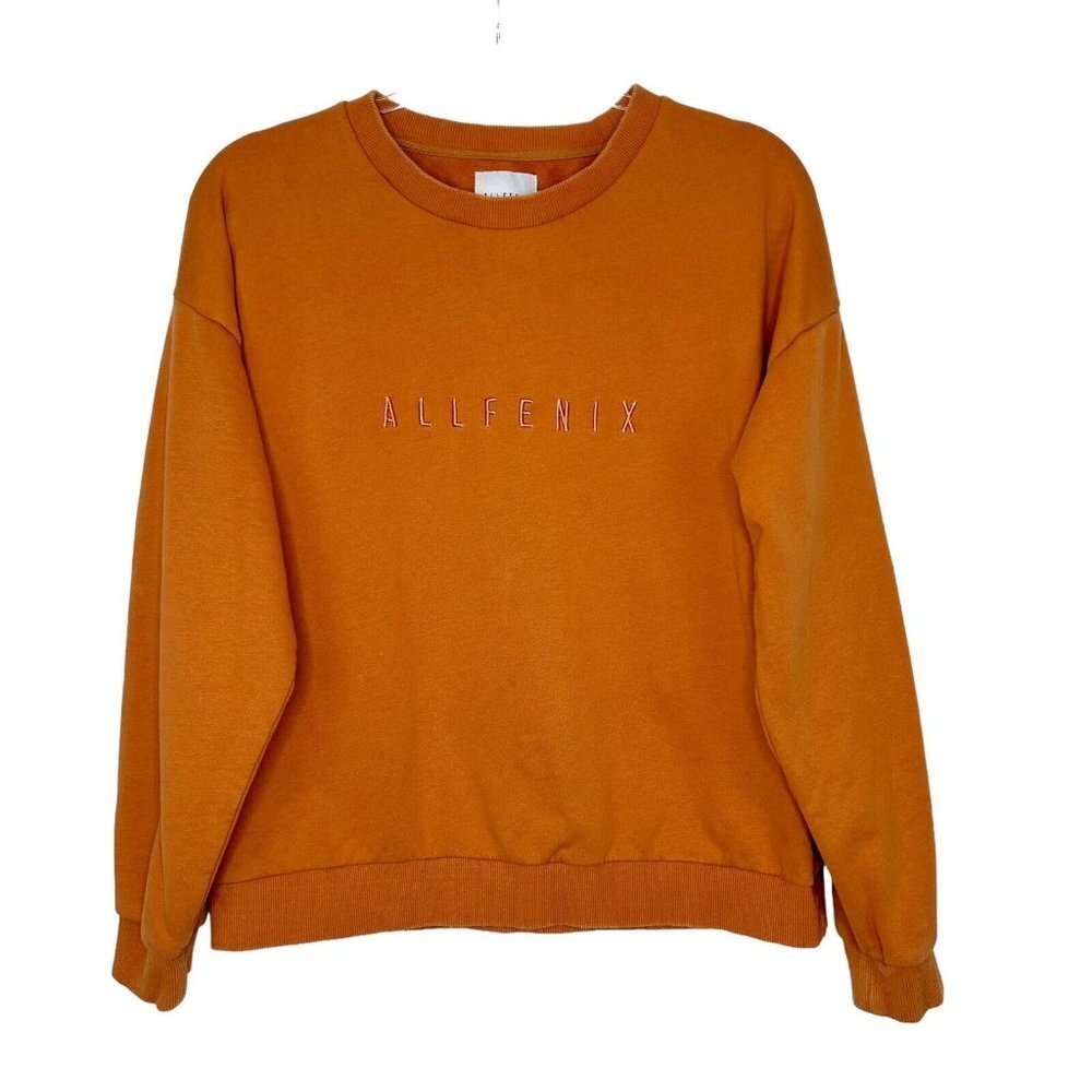 Allfenix Crew Neck Sweatshirt‎ Womens Size Small Orange
